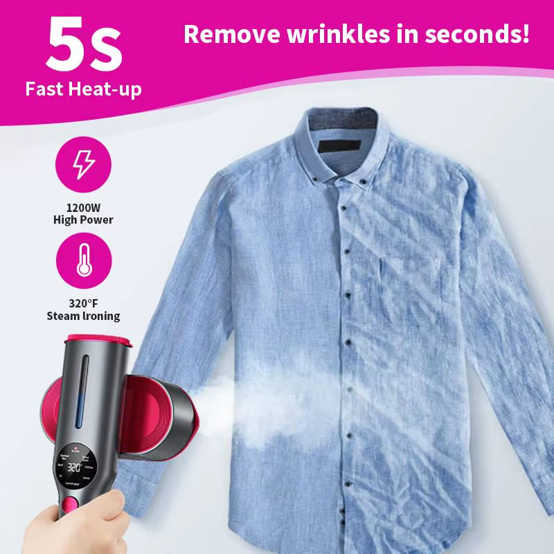 Dr.Flash Portable Garment Steamer for Clothes Travel Clothing Iron with 7 Modes LED Display 5S Fast Heating 90° Swivel